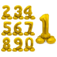 Balão número dourado com base de 72 cm - Folat - 1 peça