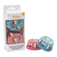 Cápsulas para cupcakes de unicórnios azuis e cor-de-rosa - Decorar - 36 unidades