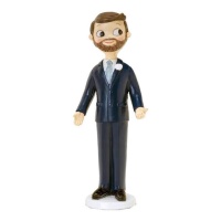 Estatueta para bolo de casamento do noivo com barba 21 cm