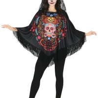 Poncho do Dia dos Mortos para mulher