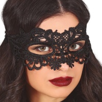 Máscara de renda preta bordada para adultos