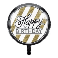 Balão de Feliz Aniversário Golden Balloon 45 cm
