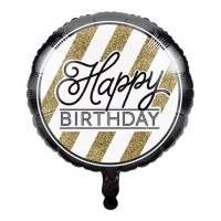 Balão dourado Happy Birthday 45 cm