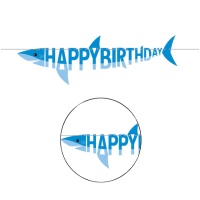 Grinalda de Happy Birthday de Tubarão cinzento - 1,70 m