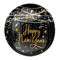 Feliz Ano Novo balão orbz preto 38 x 40 cm - Anagrama