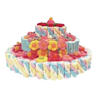 Torta de doces de marshmallows multicolorida de 3 andares com 1,10 kg