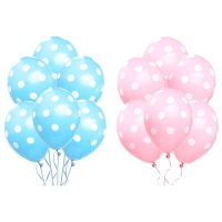 Balões de látex com bolinhas brancas de 30 cm - Amber - 8 unidades