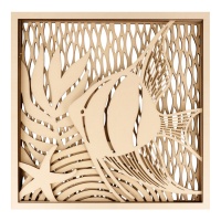 Quadro de madeira para peixes tropicais com 5 níveis 25 x 25 cm