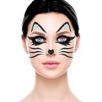 Bijutaria autocolante com cara de gato brilhante