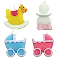 Velas de bebé com vários desenhos 3,5 cm - PME - 4 unidades