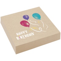 Guardanapos kraft Happy Birthday 16,5 x 16,5 cm - 20 unid.