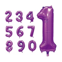 Balão número de cetim lilás 86 cm - 1 unidade