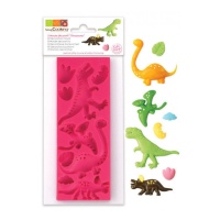 Molde de silicone para pasta de açúcar de dinossauro 16 x 6 x 0,8 cm - Scrapcooking - 9 cavidades