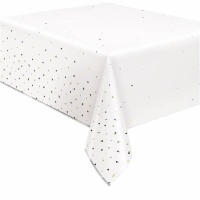 Toalha de mesa metálica com pontos dourados e prateados 1,37 x 2,13 m