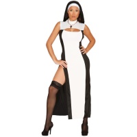 Fato de freira sexy preto e branco para mulheres