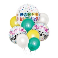 Bouquet de Happy Birthday multicor - 9 unidades