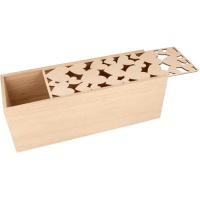 Caixa rectangular de madeira com corações 33 x 12 x 12 x 12 cm