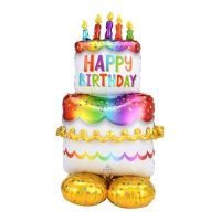 Balão gigante com base de bolo Happy Birthday 68 x 134 cm - Anagrama