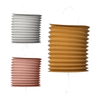 Lanterna de papel tubular de 16 cm em cores metálicas - 1 unid.