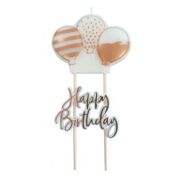 Vela de feliz aniversário com balões - 1 peça