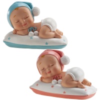 Figura para bolo de batizado de bebê dormindo com pompom