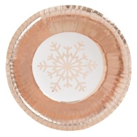 Taças metálicas com flocos de neve em ouro rosa 350 cc - 6 unid.