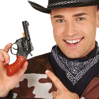 Pistola de vaquero marrom e preta de 18 cm