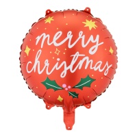 Feliz Balão de Natal 45 cm vermelho - PartyDeco