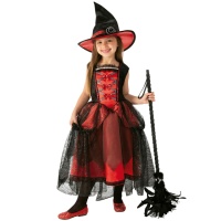 Fato de bruxa vermelho e elegante para criança