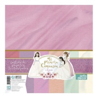 Kit de papel para scrapbooking A Minha Primeira Comunhão cor-de-rosa - Artis Decor - 18 folhas