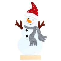 Boneco de neve em feltro e madeira 67 cm