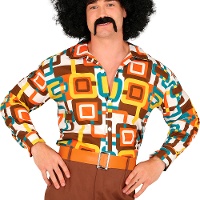 Camisa fantasia anos 70 hippie quadriculada