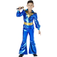 Fato azul metálico estilo discoteca para rapaz