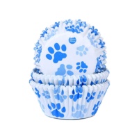 Cápsulas para cupcake com pegada de cãozinho azuis - House of Marie - 50 unid.