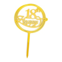 Topo de bolo dourado Happy 18 th