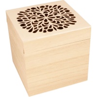 Caixa de madeira quadrada flor 15 x 15 x 15 cm