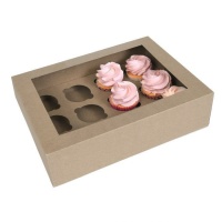 Caixa para 12 cupcakes cor kraft - 2 unidades