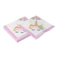 Guardanapos de Unicórnio Floral de 16,5 x 16,5 cm - 12 unidades