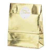 Saco de oferta dourado de 25 x 11 x 38 cm - 3 unidades