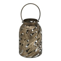 Castiçal de metal com folhas 23 x 34 cm - Dcasa