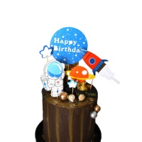 Topper para bolo do Espaço de Happy Birthday - 6 unidades