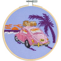Kit de ponto-cruz - Carro rosa - DMC