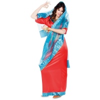 Fato de Bollywood Hindu com Véu Vermelho para mulher