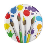 Pratos de pintura coloridos 18 cm - 8 unidades