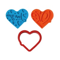 Kit de cortador de biscoitos com 2 marcadores de corações 3D - Decorar