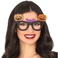 Óculos de Halloween com abóboras e morcegos