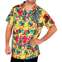 Camisa fantasia anos 80 estampada amarela