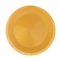 Tabuleiro de plástico duro redondo dourado com rebordo decorado 32 cm - Scrapcooking - 1 peça