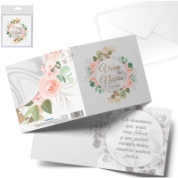 Cartão de felicitações noivo e noiva flores de casamento