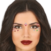 Bijutaria facial adesiva em gotas multicoloridas